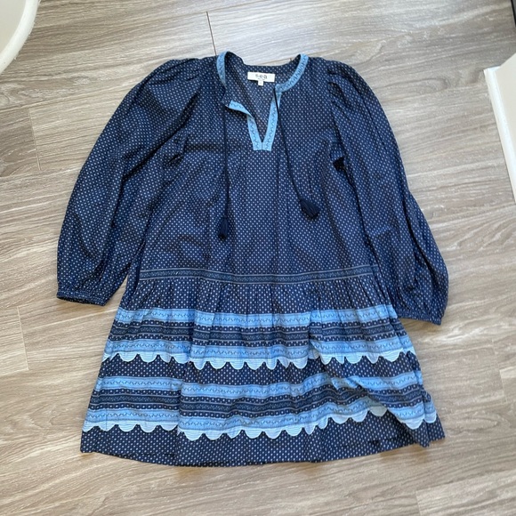 Sea New York Palmer Tunic Dress Sz S EUC Blue Long Sleeve 100% Cotton - Picture 4 of 15